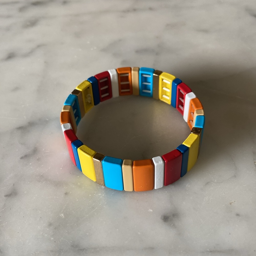 RUSH Colorful Enamel over Metal Stretch Bracelet- very well made brand